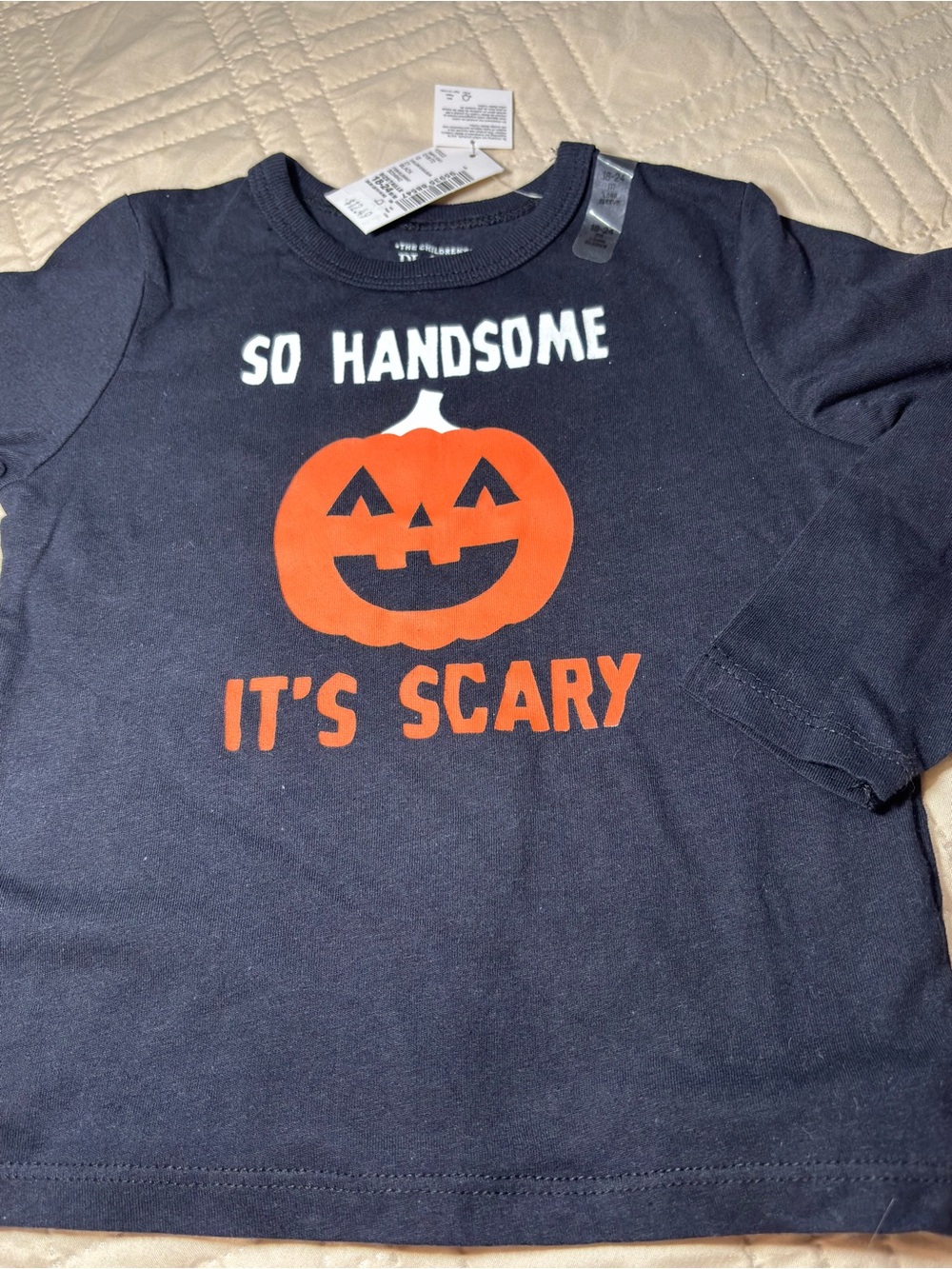 Children’s Place 18-24M Black Long Sleeve Halloween Pumpkin Tee
